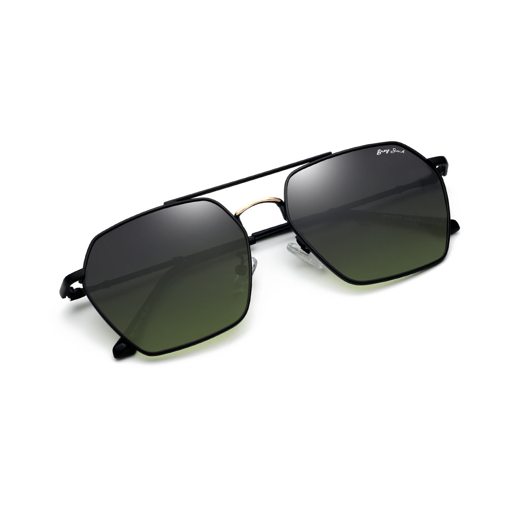 Black Gold Frame Double Green Lens