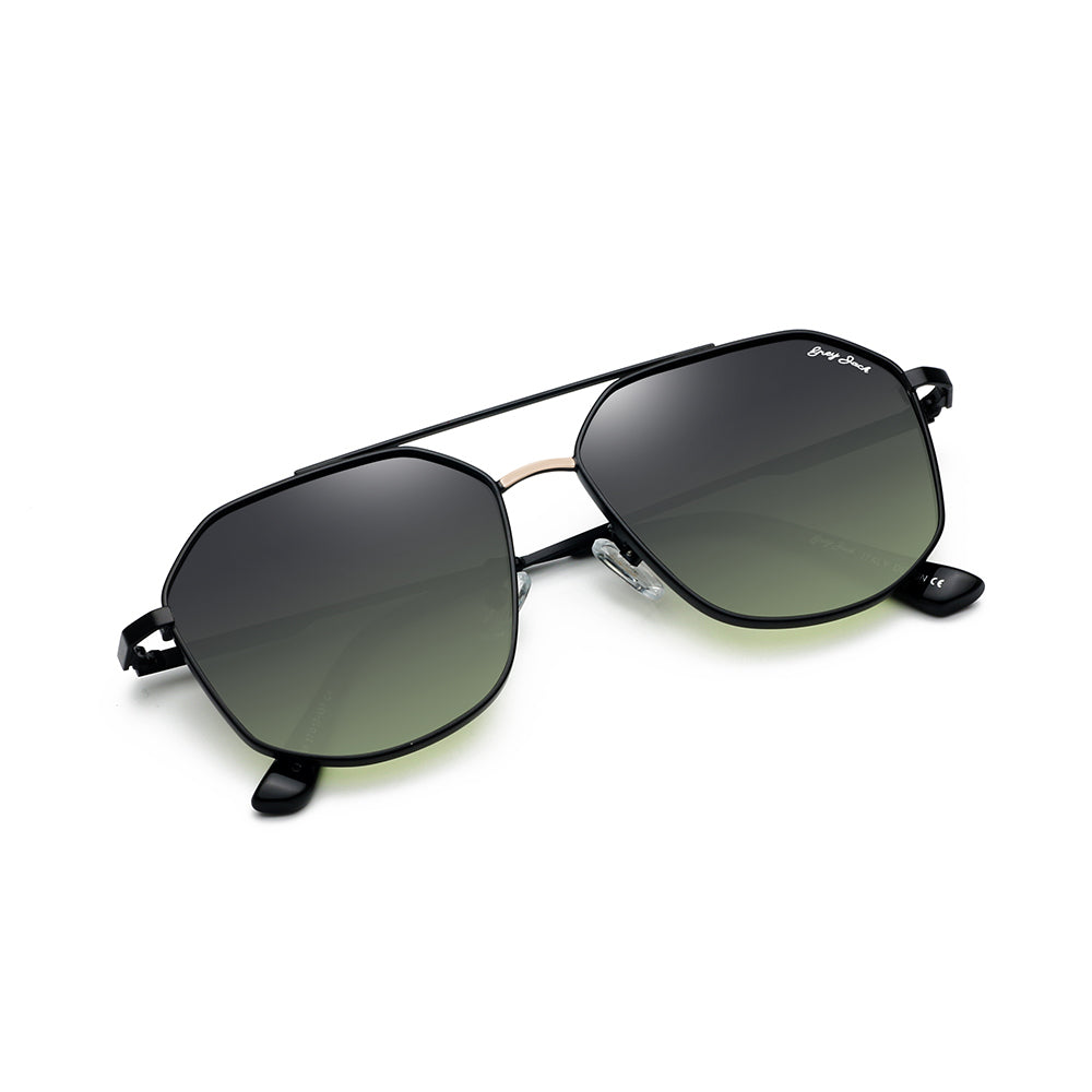 Black Gold Frame Double Green Lens