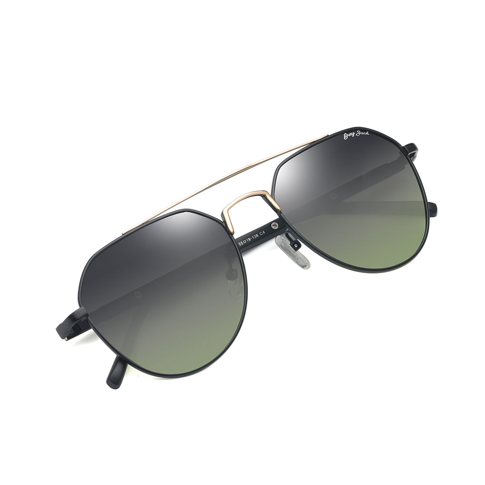 Black Gold Frame Double Green Lens