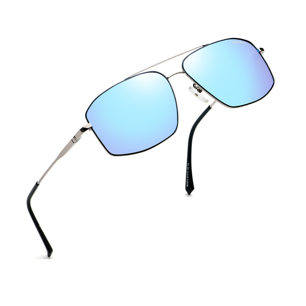 Silver Black Frame Ice Blue Lens