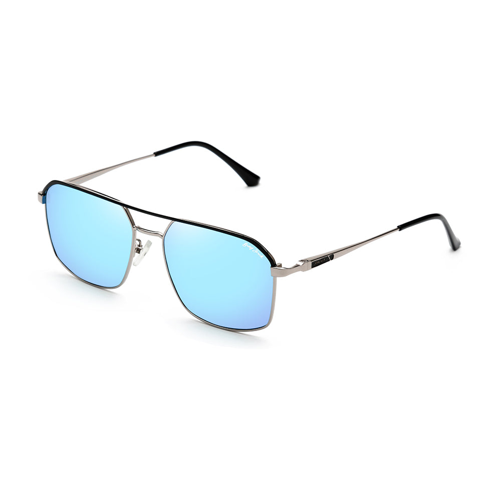 Silver Black Frame Ice Blue Lens