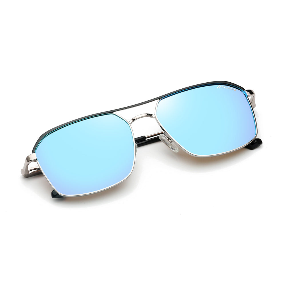 Silver Black Frame Ice Blue Lens