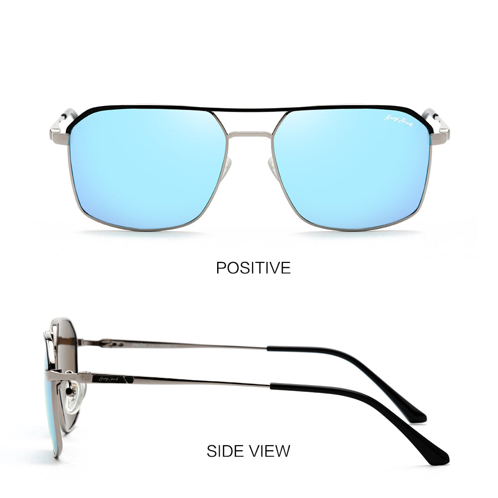 Silver Black Frame Ice Blue Lens