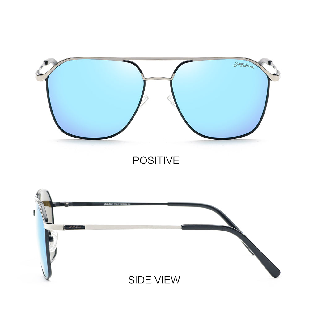 Silver Black Frame Ice Blue Lens