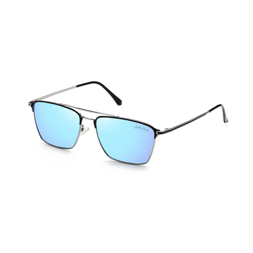 Silver Black Frame Ice Blue Lens