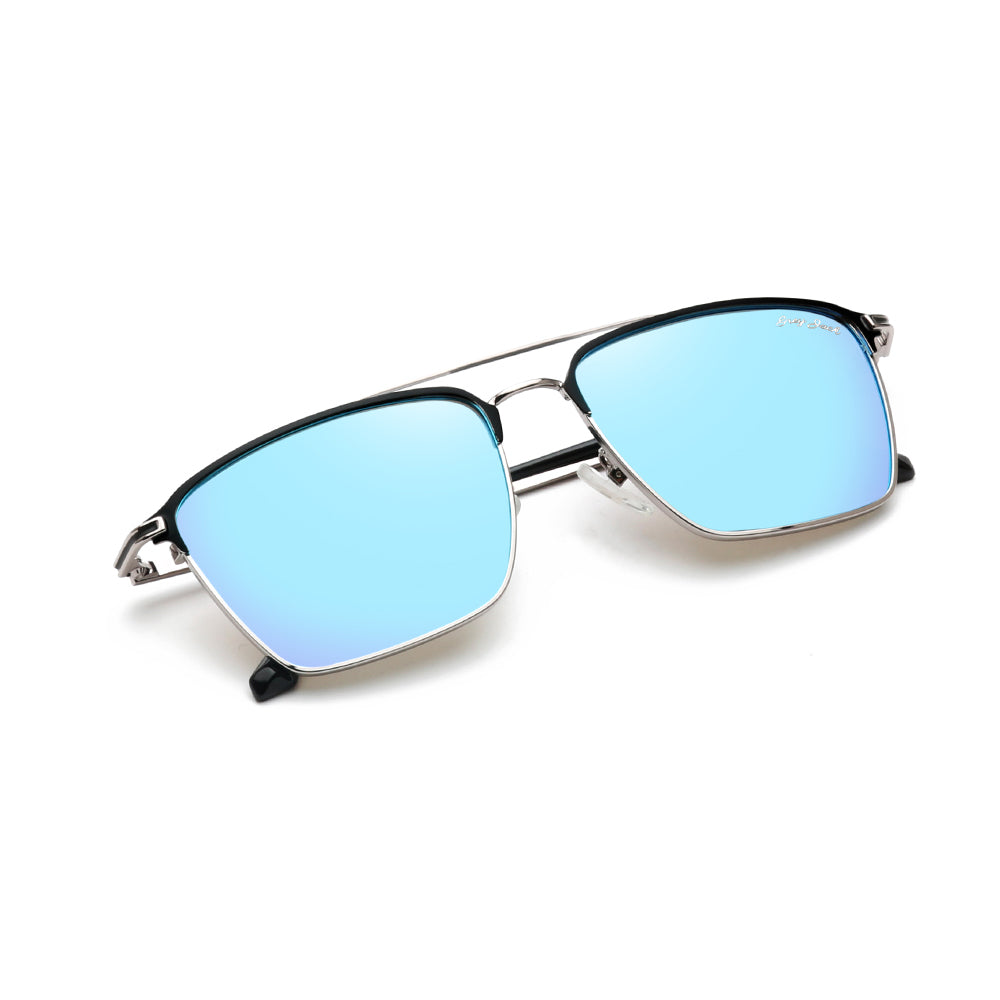 Silver Black Frame Ice Blue Lens