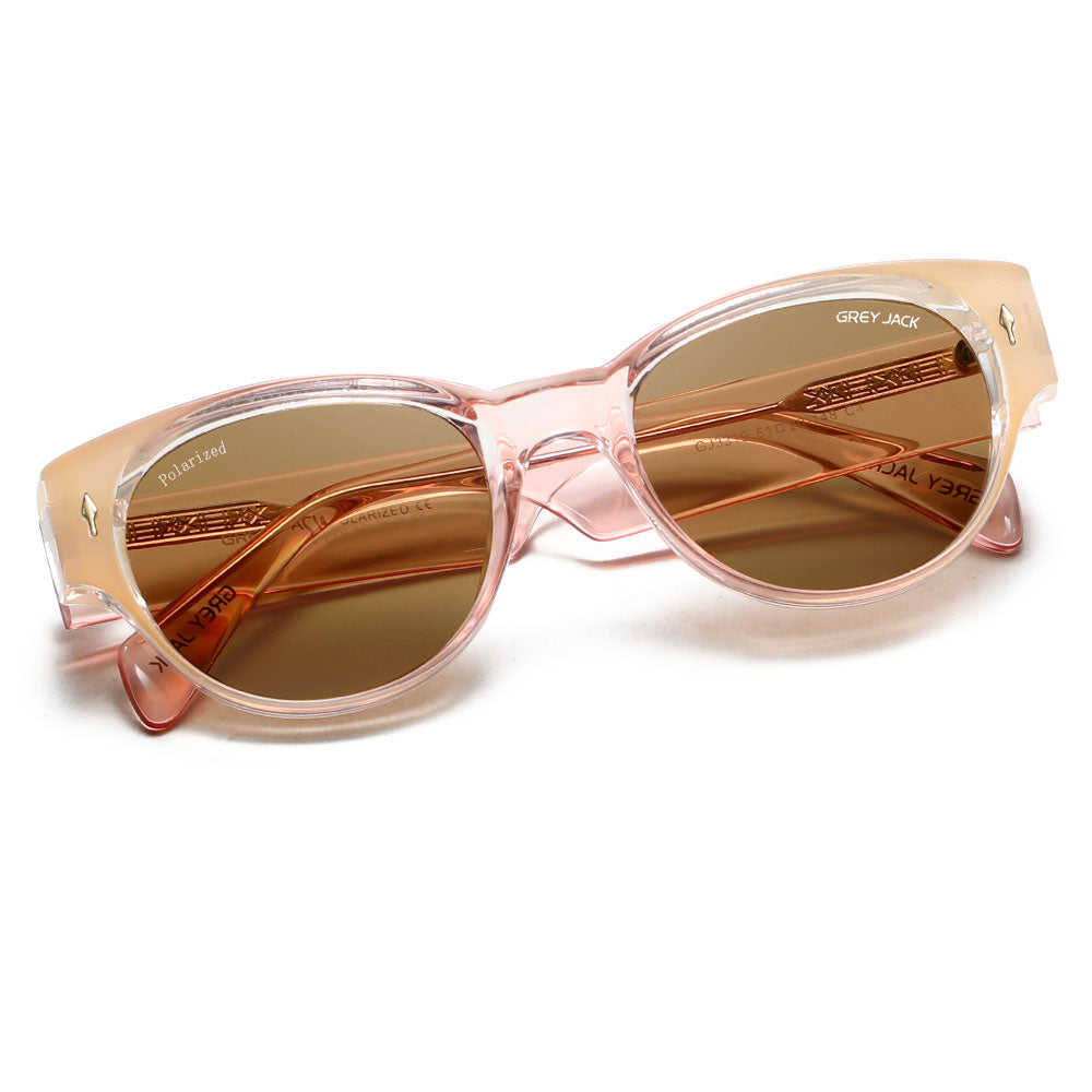 Transparent Pink Yellow Frame Brown Lens