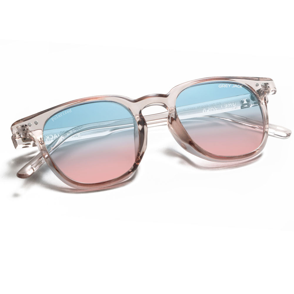 Transparent Pink Frame Blue Pink Lens