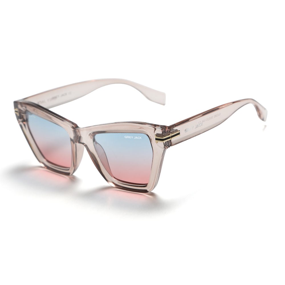 Transparent Pink Frame Blue Pink Lens