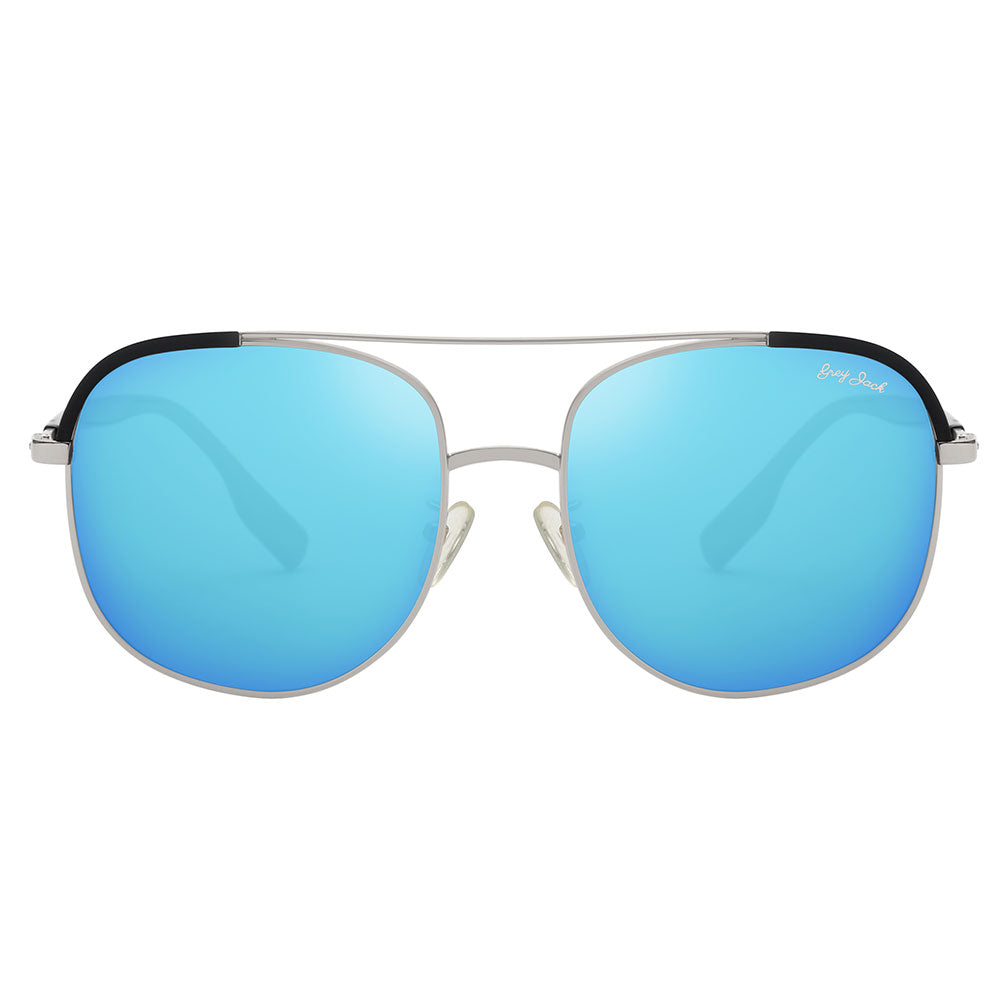 Silver Black Frame Ice Blue Lens