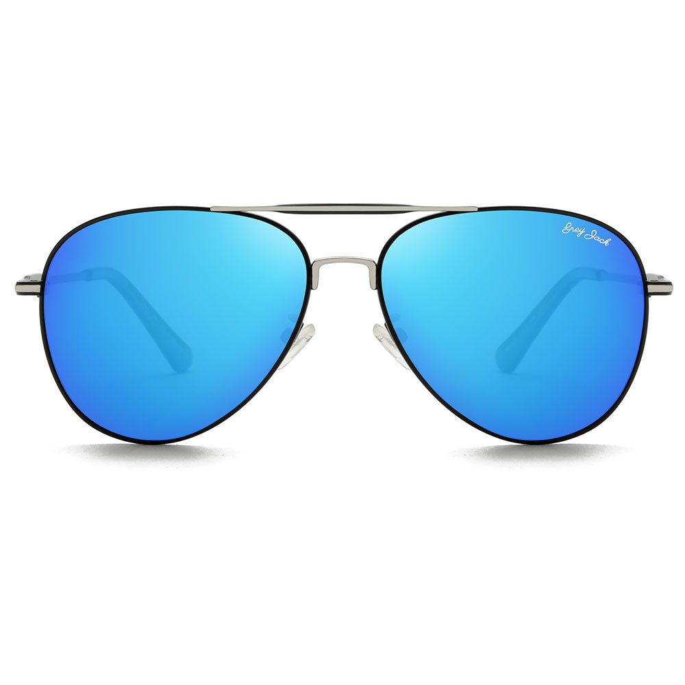 Silver Black Frame Ice Blue Lens