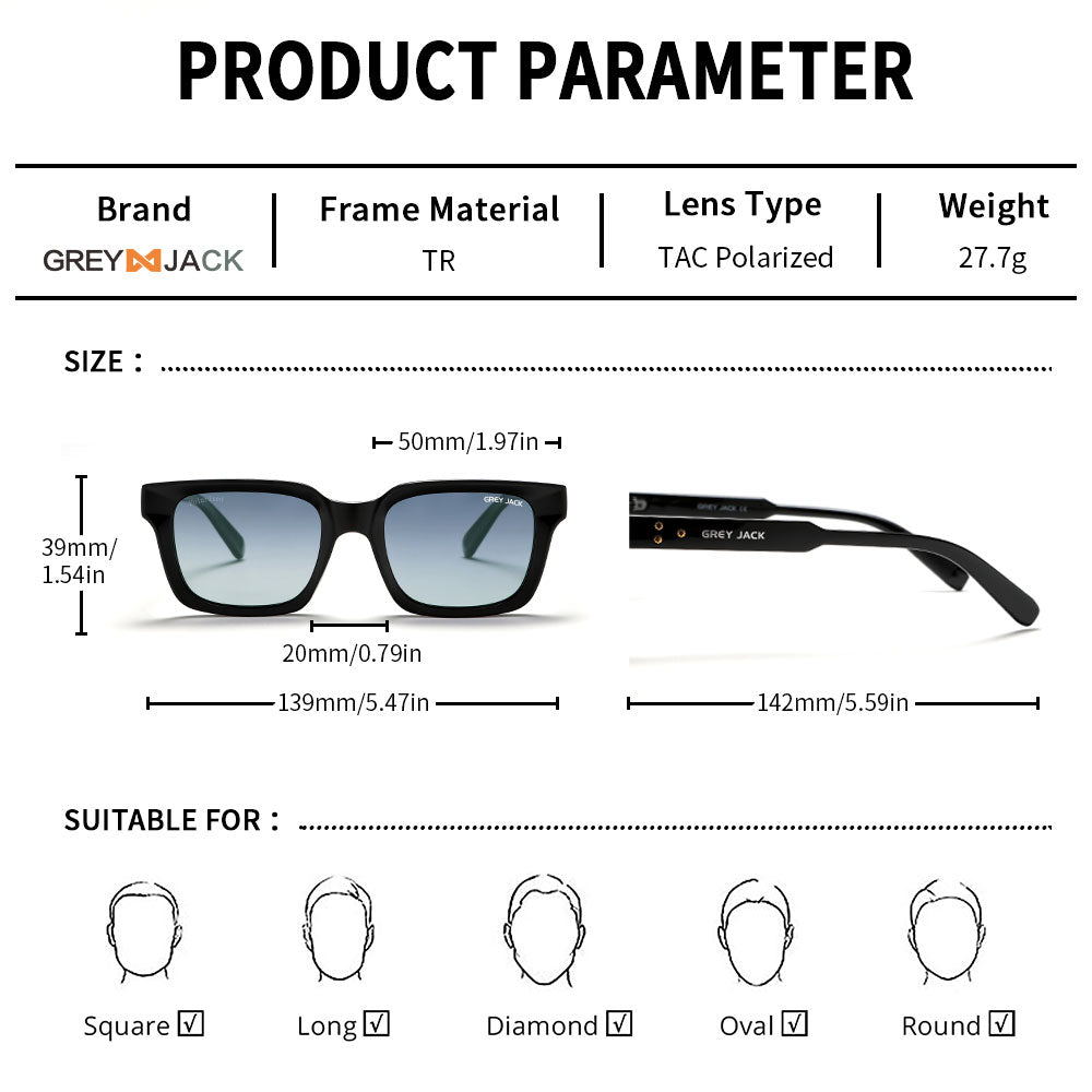 Shiny Black Frame Double Grey Lens