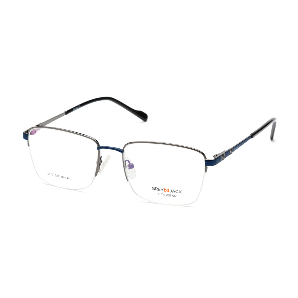 GREY JACK Metal Eyeglasses, Half Rim Square Spectacle Frame For Men Wo ...