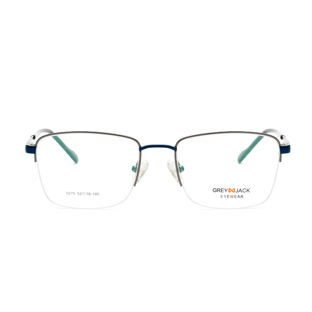 GREY JACK Metal Eyeglasses, Half Rim Square Spectacle Frame For Men Wo ...