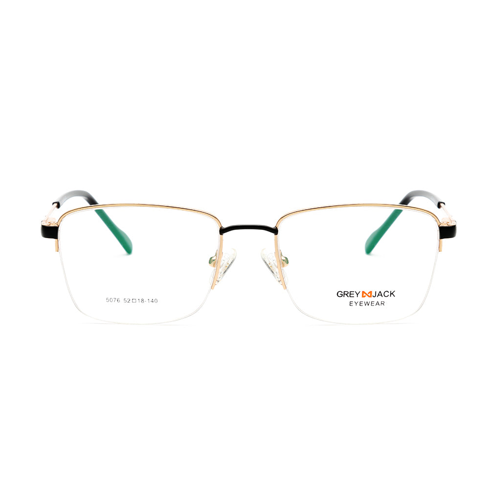 GREY JACK Metal Eyeglasses, Half Rim Square Spectacle Frame For Men Wo ...