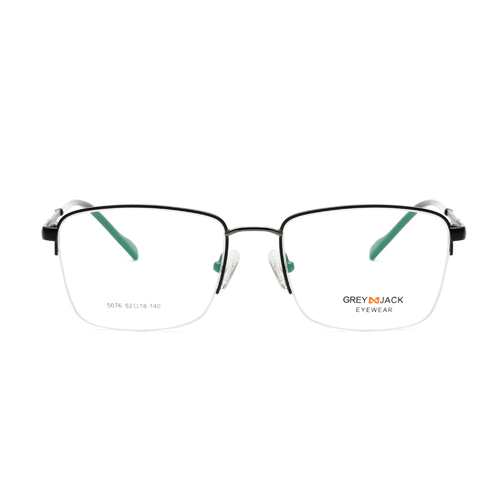 GREY JACK Metal Eyeglasses, Half Rim Square Spectacle Frame For Men Wo ...