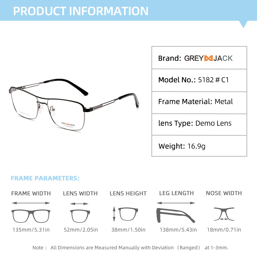 GREY JACK Rectangle Chasma Frame Branded Design Glasses Eye Protection ...