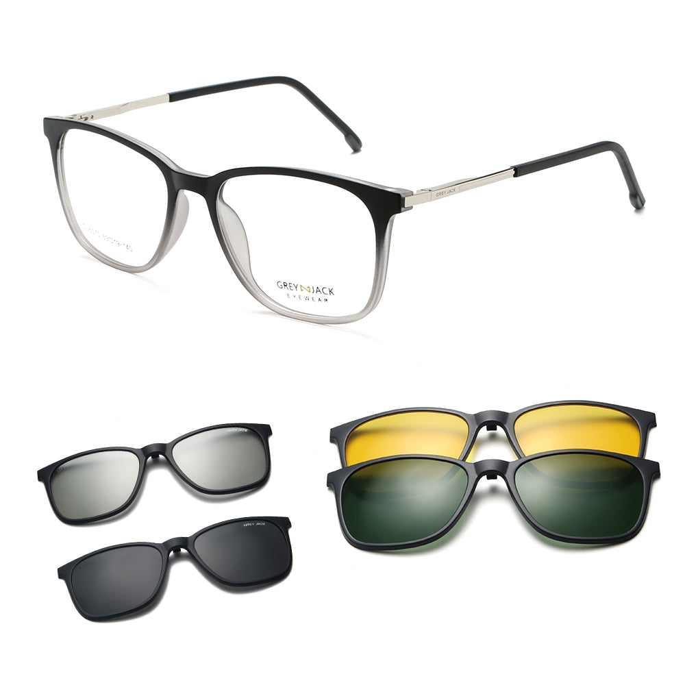 GREY JACK 3D Square TR90 Clip On Sunglasses with 4PCS Magnetic Lens 60 –  GreyJack-sunglasses