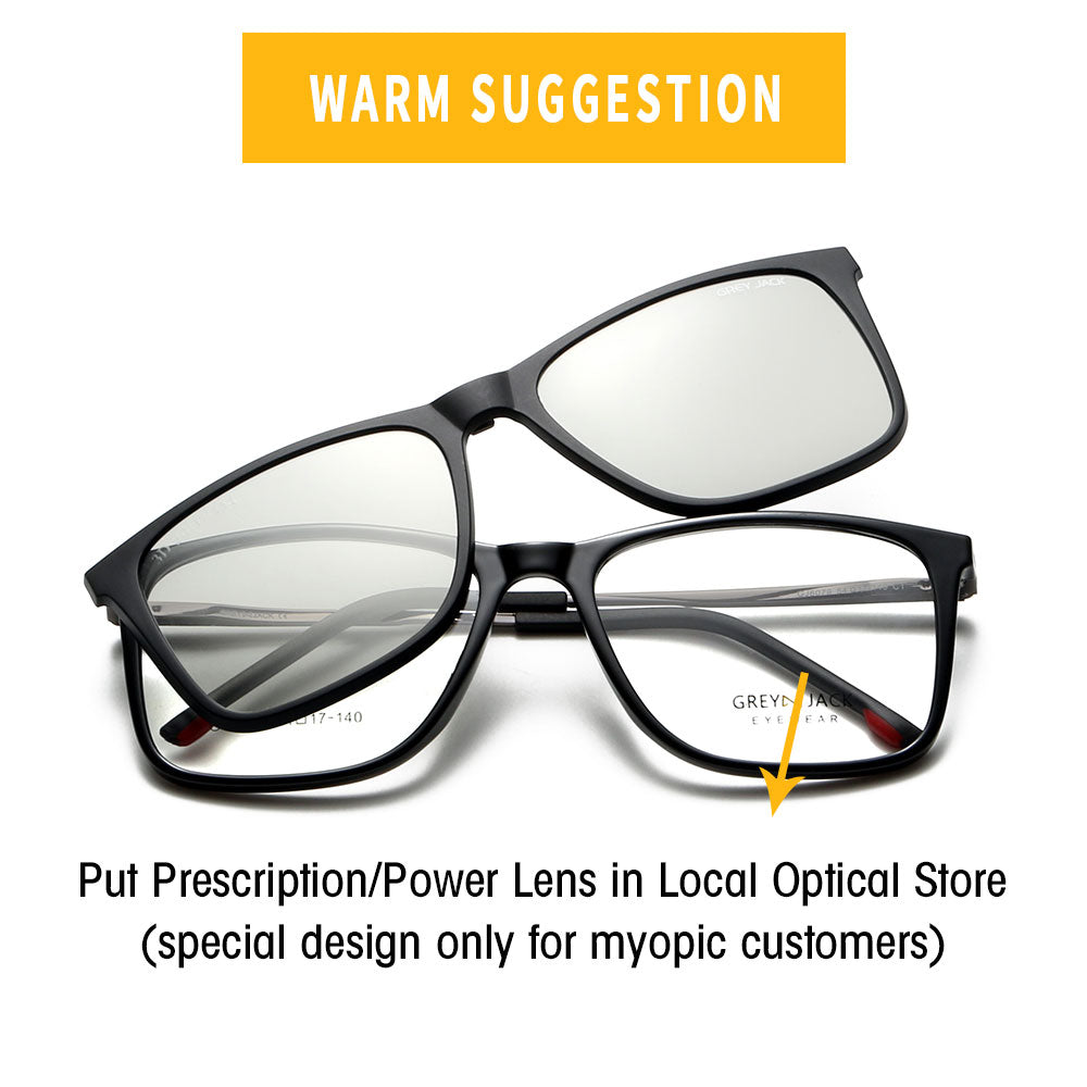 GREY JACK TR90 3D Clip On Glasses with 4pcs Lens Spectacle Frame 6079