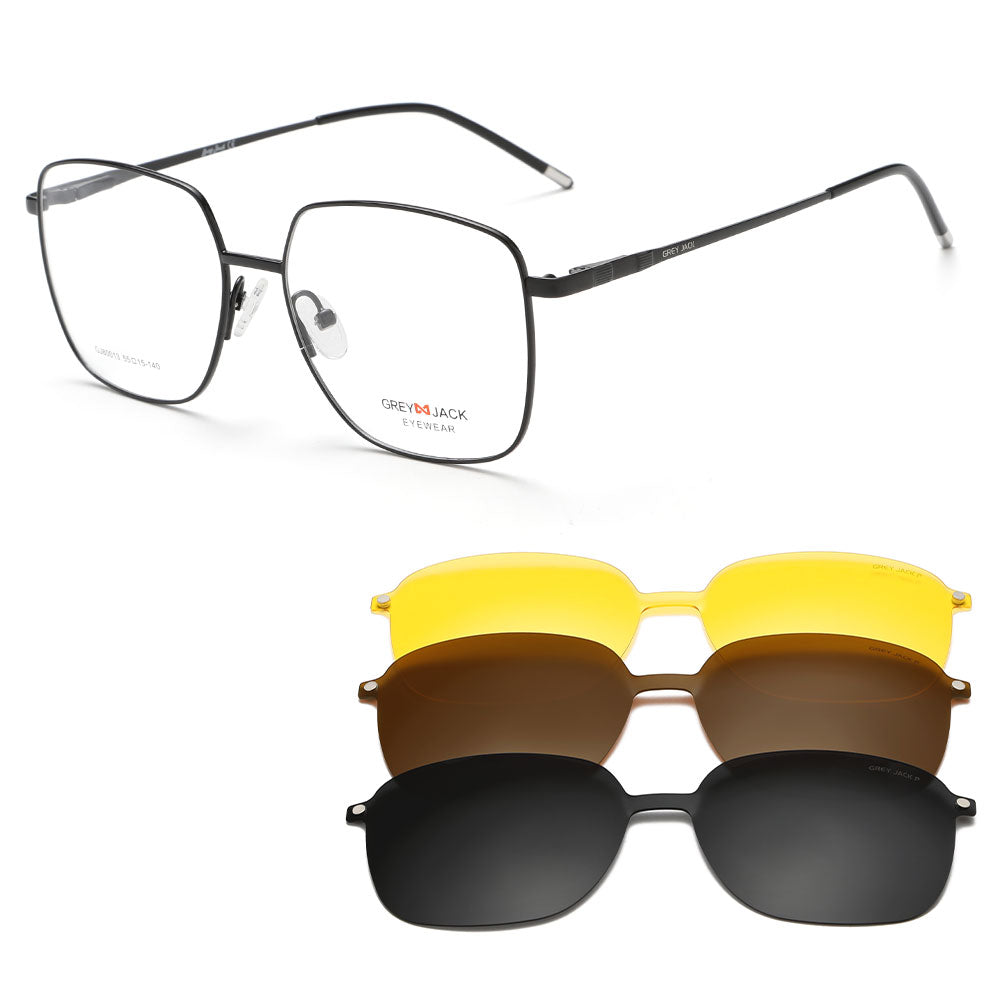 GREY JACK Clip On Glasses with Polarized Magnetic Lens 80013