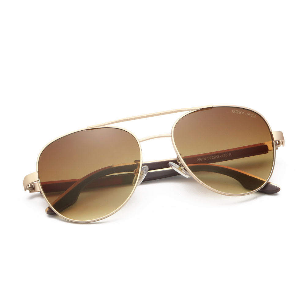 Golden Frame Double Brown Lens