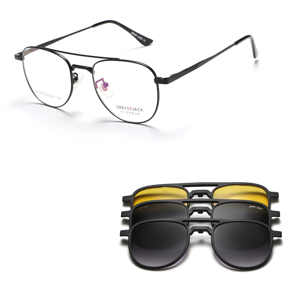 Pilot Metal Magnet Clip On Glasses for Myopic Men Women 8139