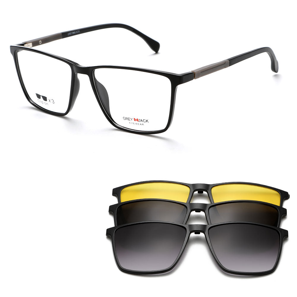 GREY JACK TR90 3pcs Clip On Glasses for Myopic Men Women 10013 – GreyJack- sunglasses