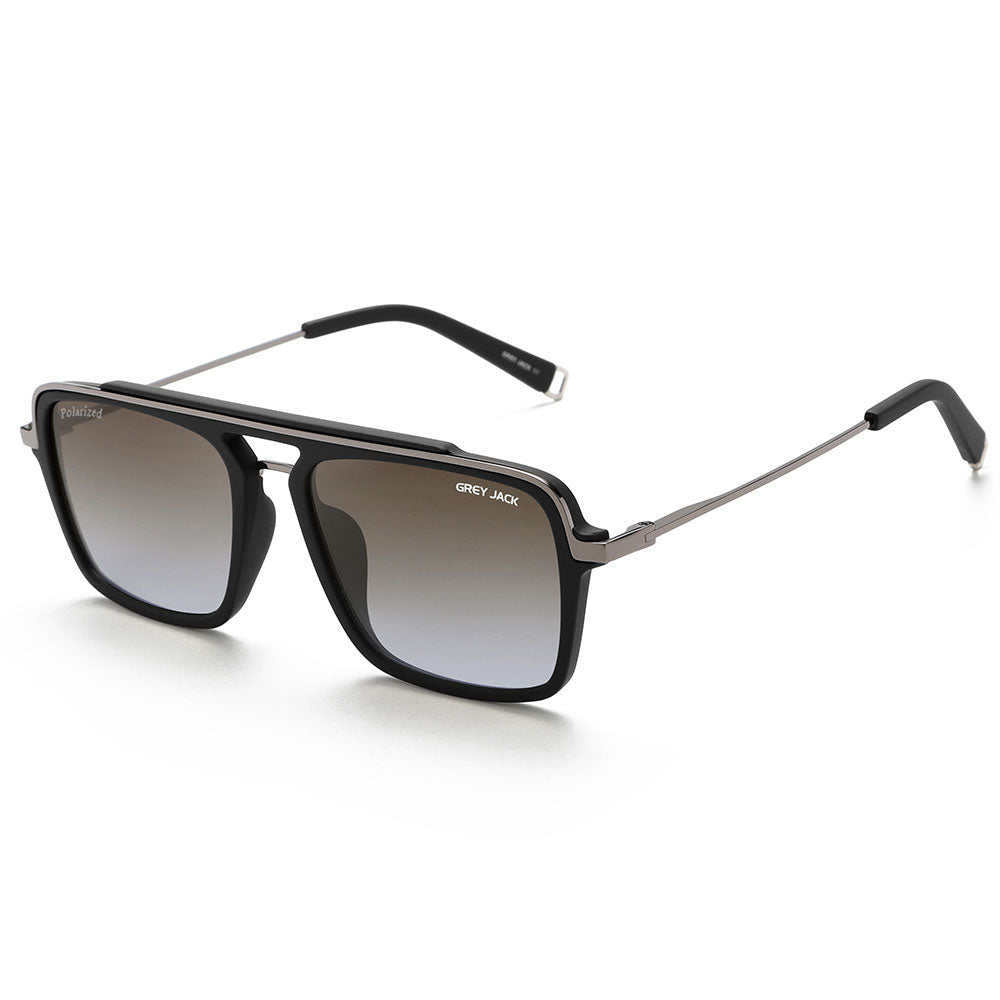 GREY JACK TR90 Metal Frame Square Shape Double Bridge Polarized Sunglasses 2033