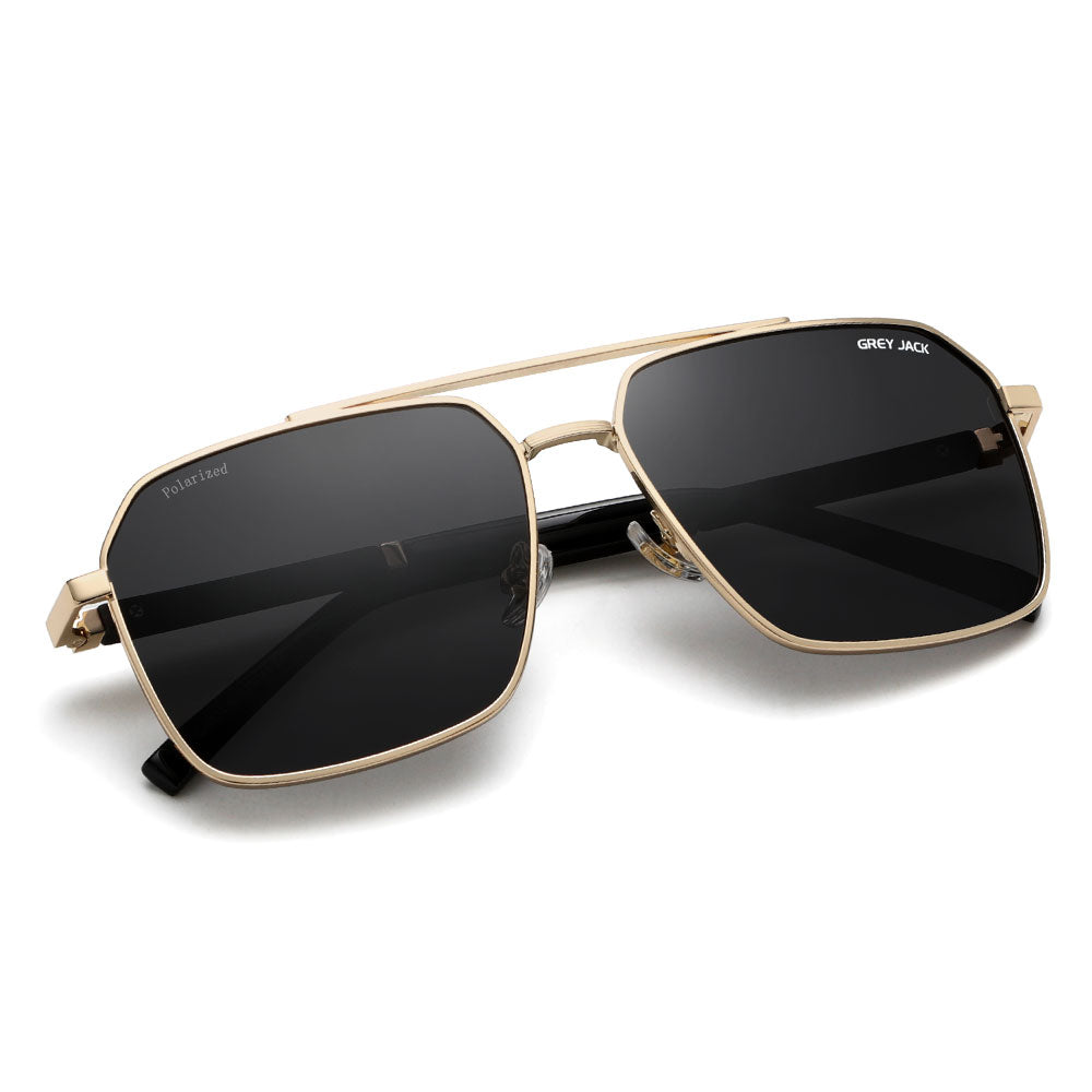GREY JACK Square Polarized Sunglasses Metal Frame and Double